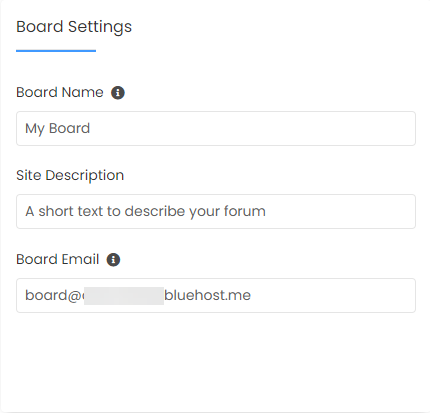 Bluehost cPanel Scripts phpBB Install Now - Board Settings