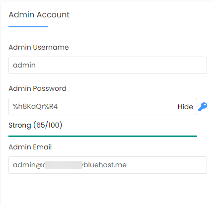Bluehost cPanel Scripts phpBB Install Now - Admin Account