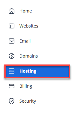 Bluehost Account Manager - Hosting Tab