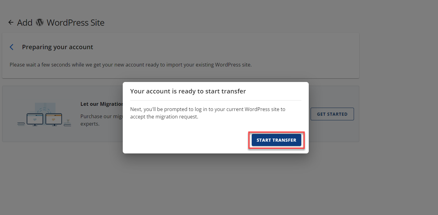 Cloud Hosting Websites - Start Transfer