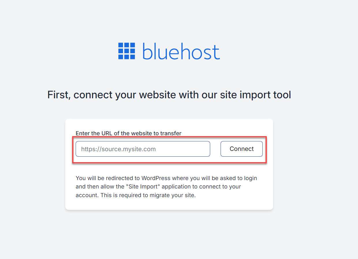 Cloud Hosting Websites - Enter the site's URL