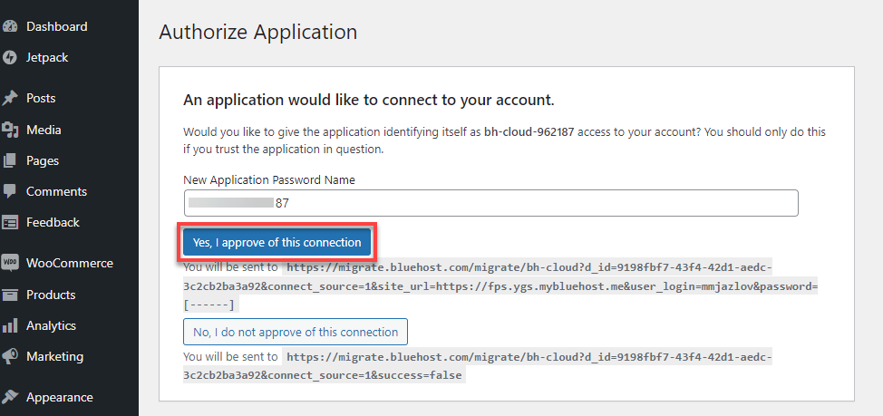Cloud Hosting Websites - WordPress Authorize Application
