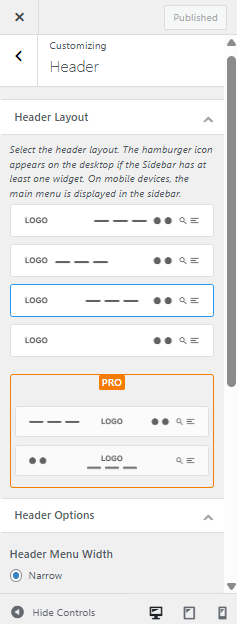 WordPress Dashboard - Header - Settings