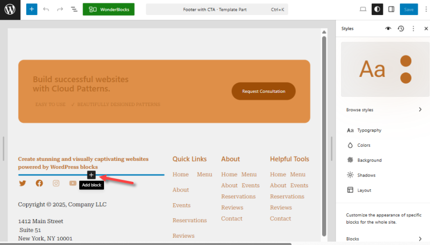 WordPress Dashboard - Block Editor - Block Inserter