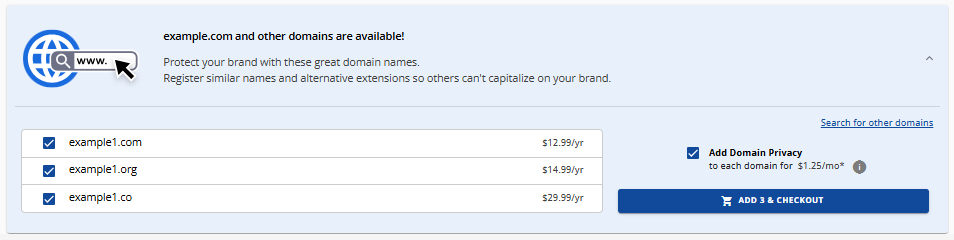 Domains Overview tab - Purchase Domains