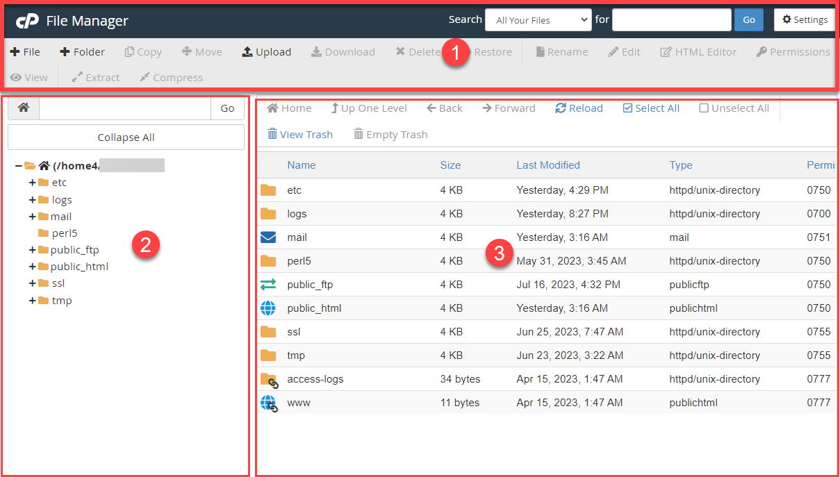 cpanel-different-sections
