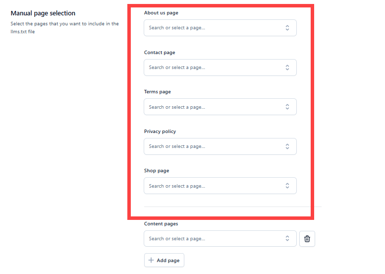 yoast-customize-llms-txt-select-manual-page-selection-select-pages