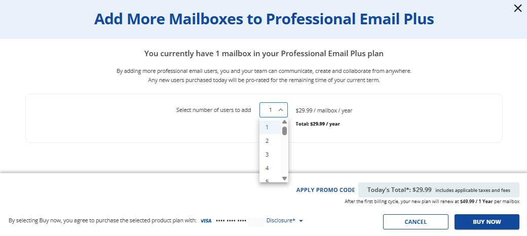 Professional Email - Add More Users - Buy Now