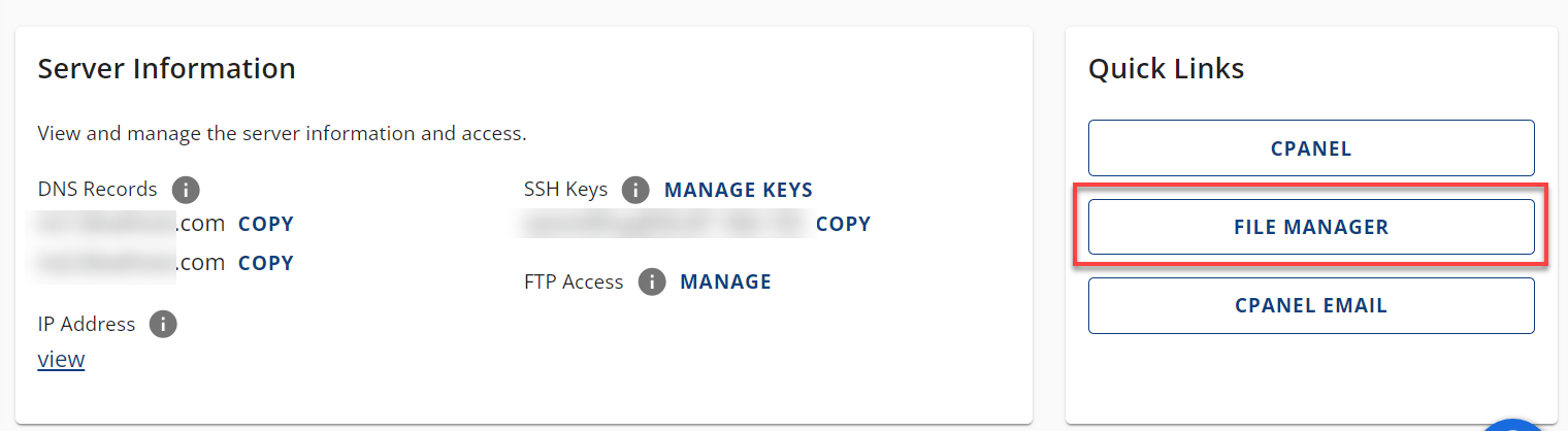 Quick Link to File Manager