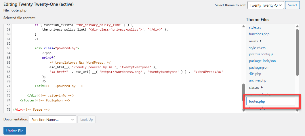 Theme Files - footer.php