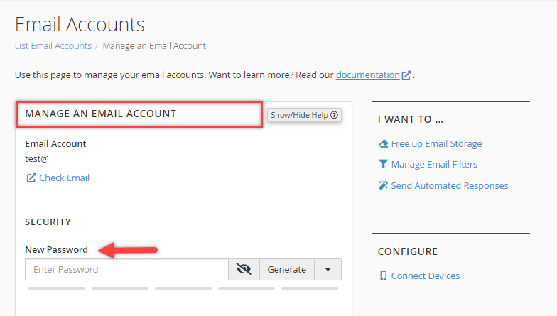 Field to enter new password