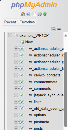 Bluehost phpMyAdmin Search tab