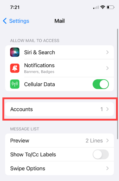 Bluehost iPhone or iPad Settings -Mail