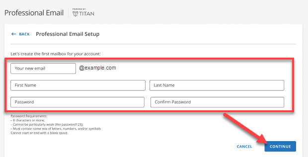 Bluehost Account Manager Email & Office- Professional Email Enter Details