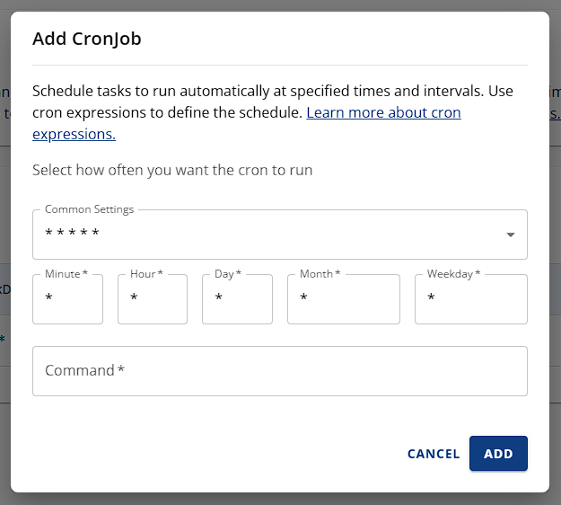 Cron job scheduling option