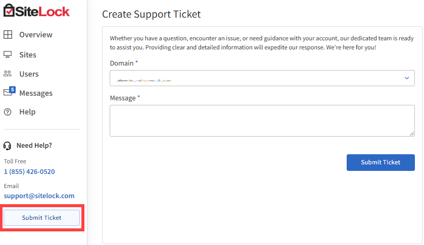 Option to Submit Ticket