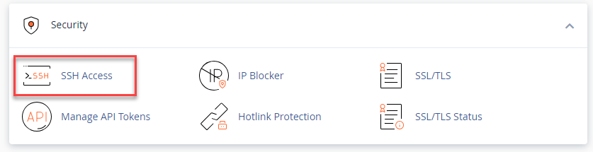 cPanel - Security section - SSH Access
