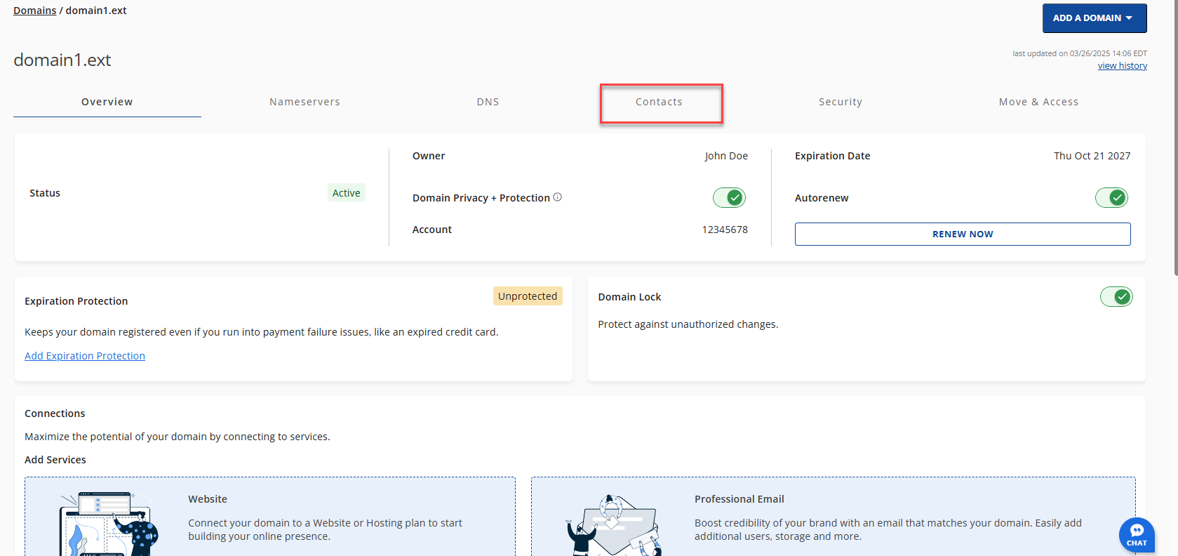 Contacts Sub Navigation