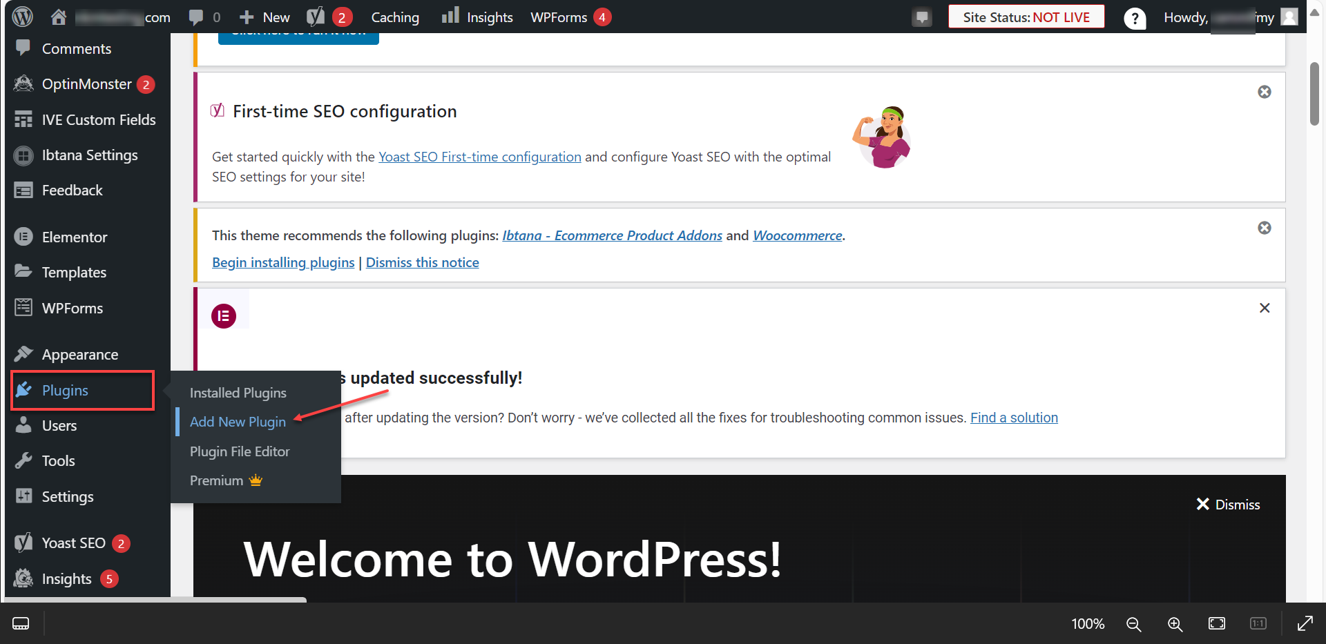 Plugins and Add New Plugin option