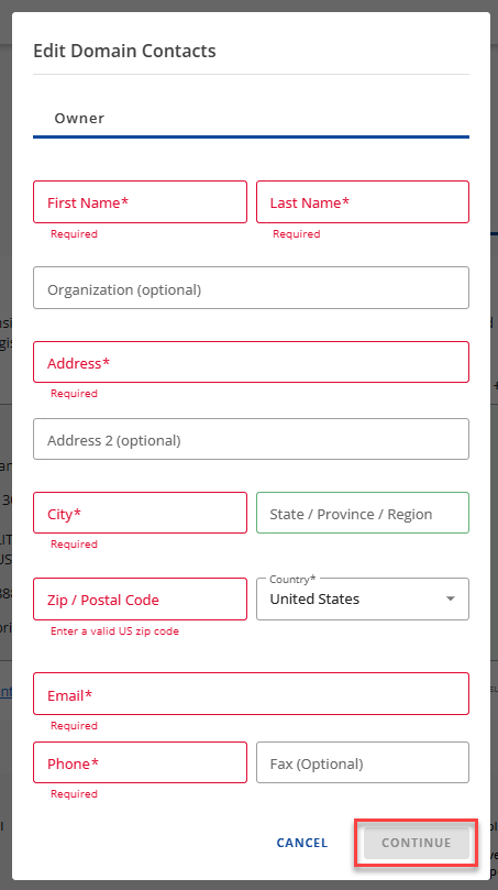 Domain Owner Continue