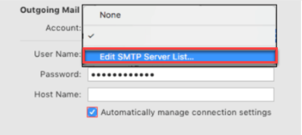Edit SMTP Server List option