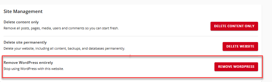 Remove Wordpress Entirely