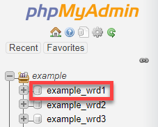 phpMyAdmin - Database name