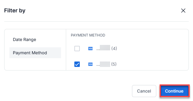 Payment Method Tab