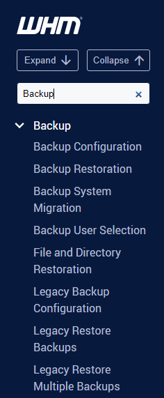 WHM - Backup Search