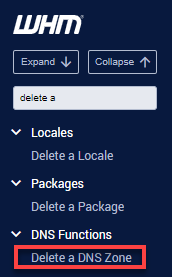 WHM - Delete a DNS Zone