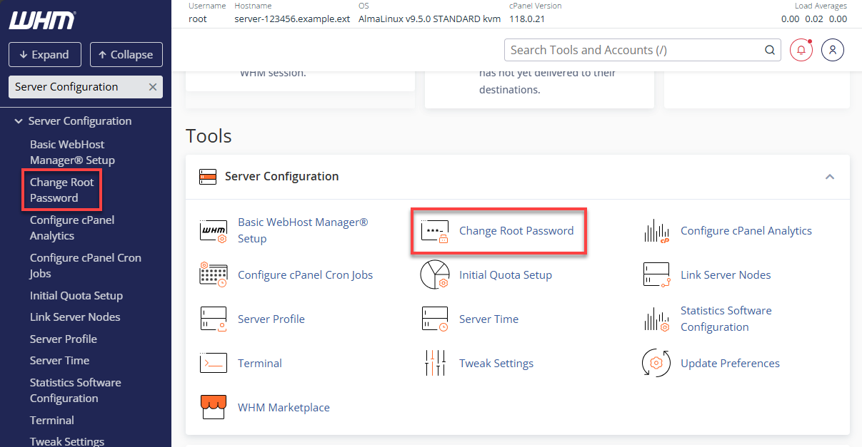Bluehost WHM Change Root Password