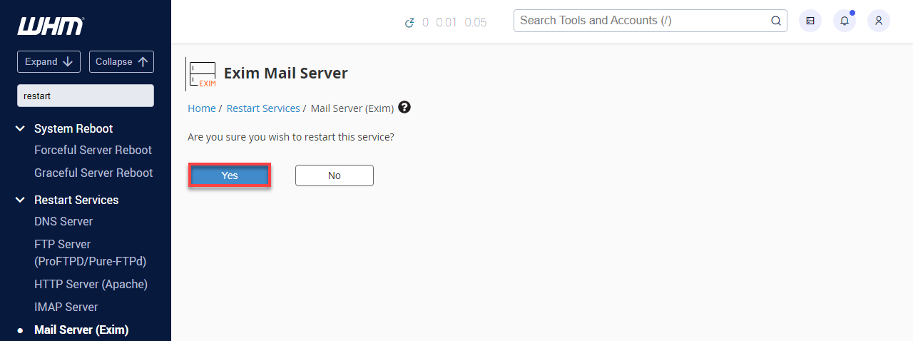 WHM Mail Server (Exim)