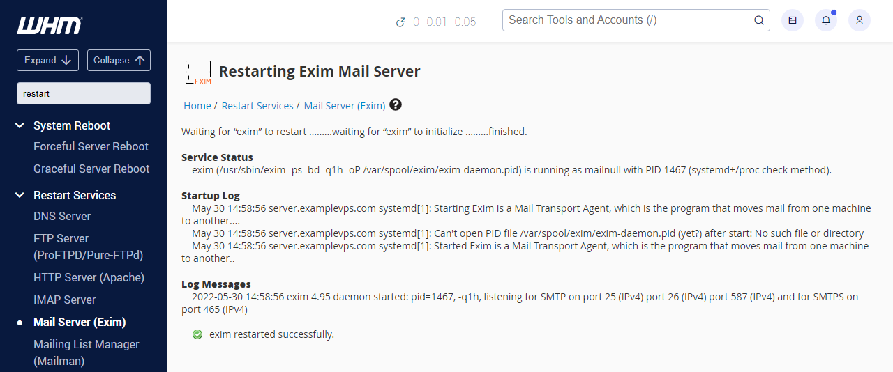 WHM Mail Server (Exim)