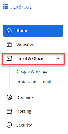Select either Google Workspace or Professional Email