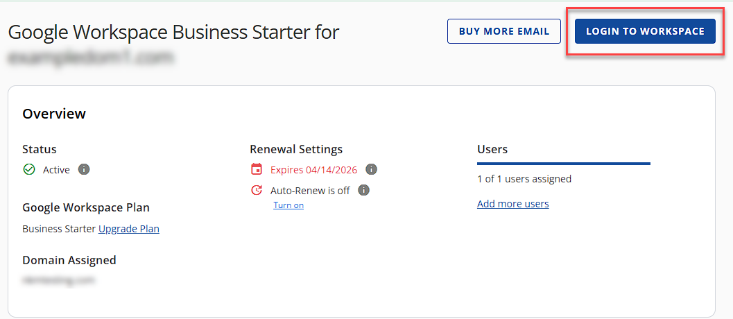 Click Login to Workspace