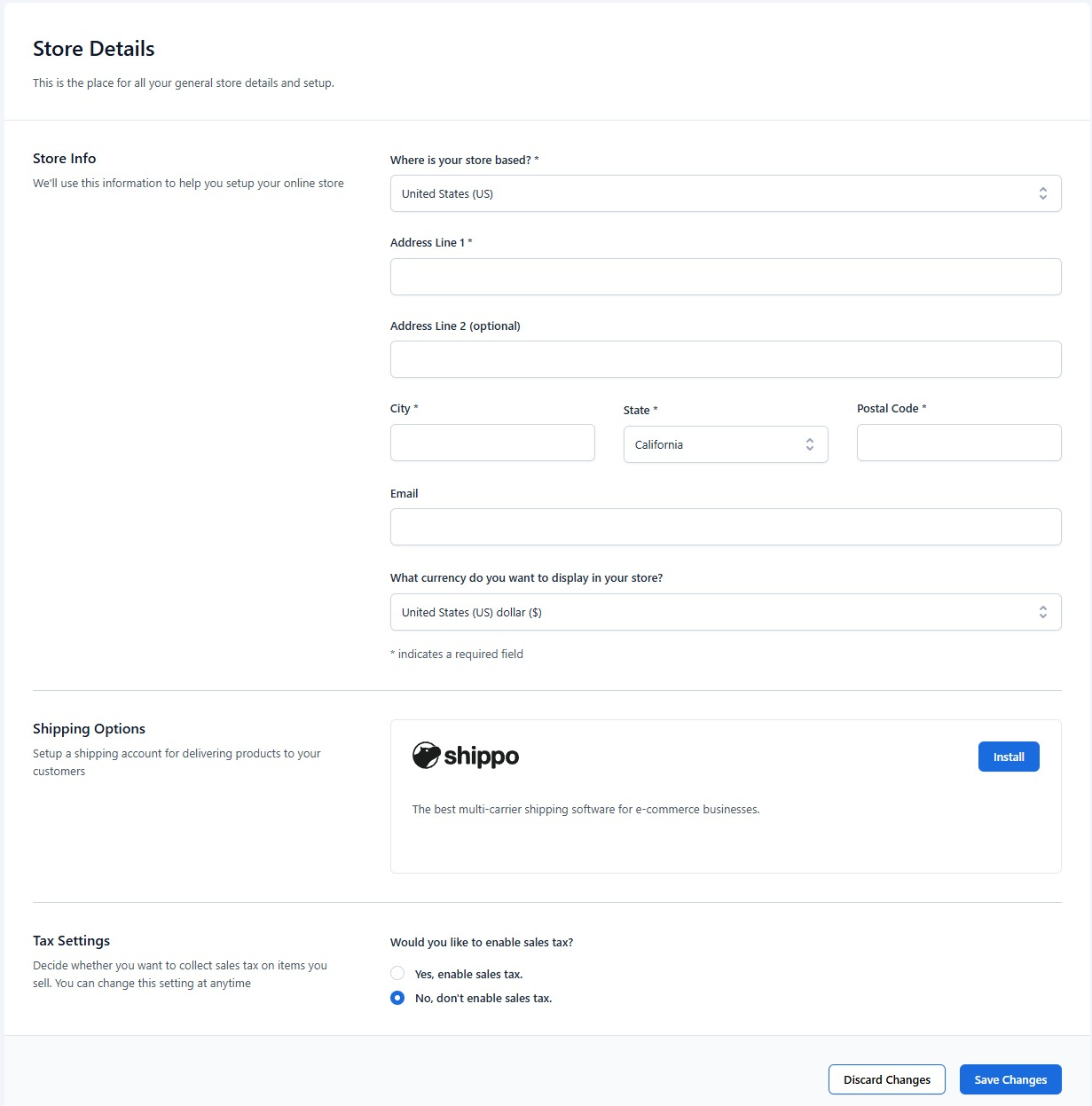Store Details Options
