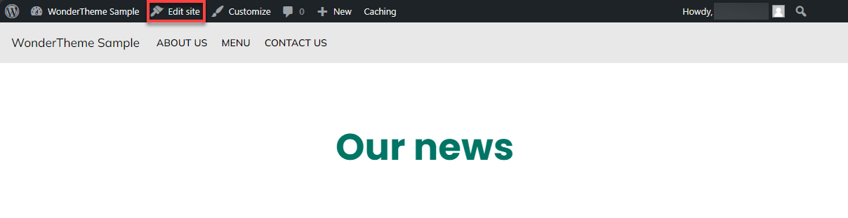 Bluehost WP Dashboard Edit Site