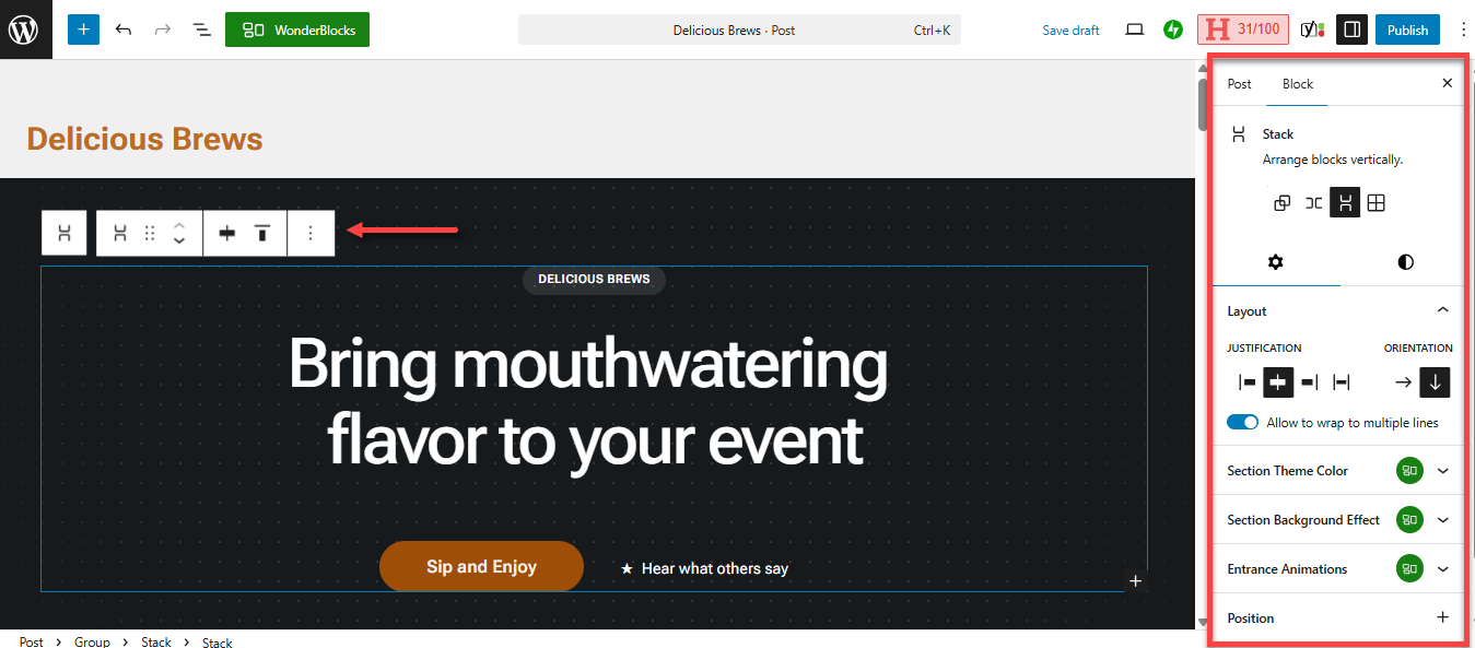 Create a New Post - WonderBlocks - Customize blocks