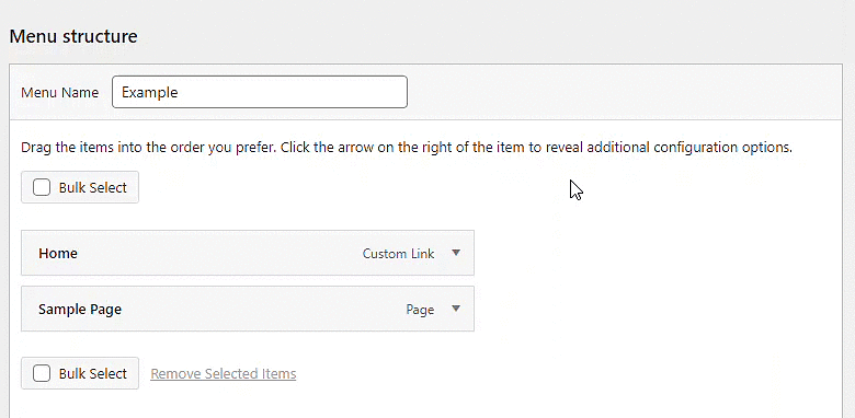 Create custom menus - Rearrange-menus