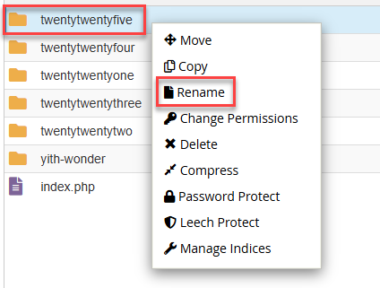 cPanel Rename Theme - Themes folder