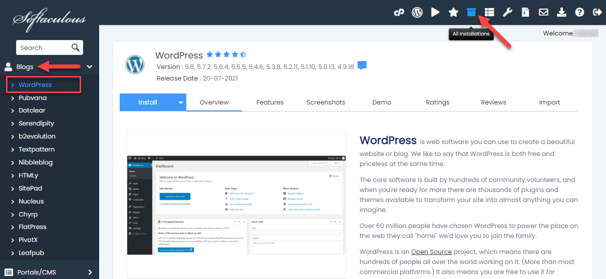 softaculous-wordpress-installations
