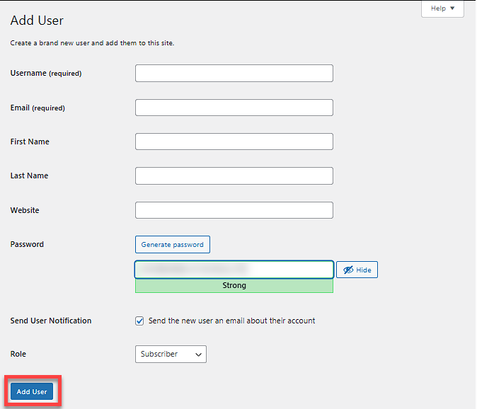 Add a User - Enter user details