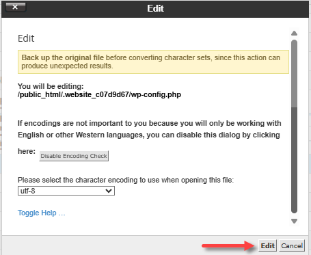 Enable WordPress Debug - wp-config.php file - Edit