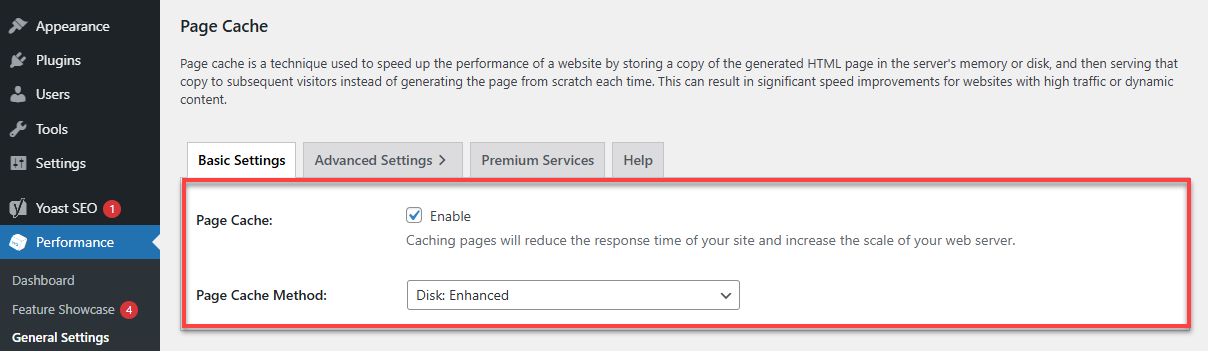 Bluehost WordPress W3 Total Cache Enable