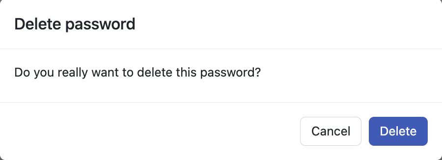 Delete Password Pop-up