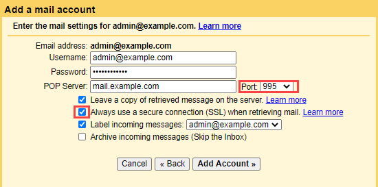 Gmail 设置带 SSL