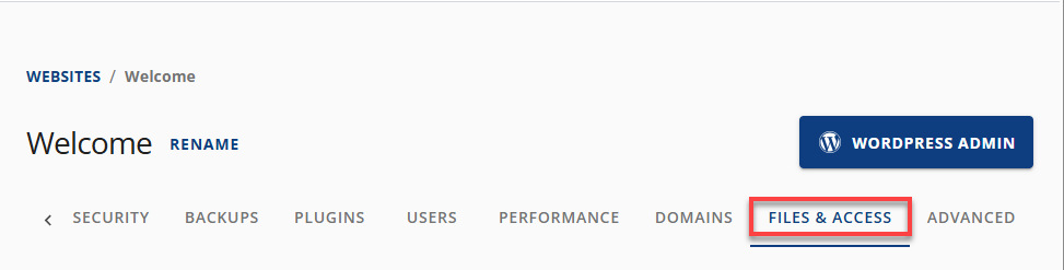 Account Manager - Files & Access tab