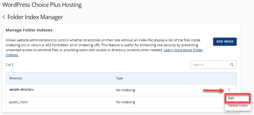 Manage your indexes - Folder Index Manager - Edit Index
