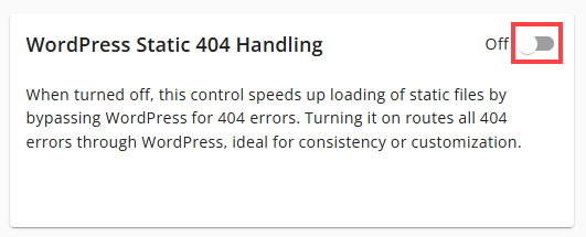 WordPress Static 404 Handler Toggled OFF