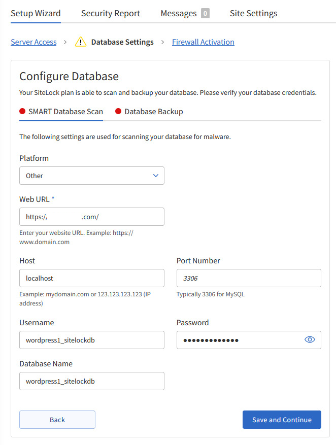 SMART Database Settings